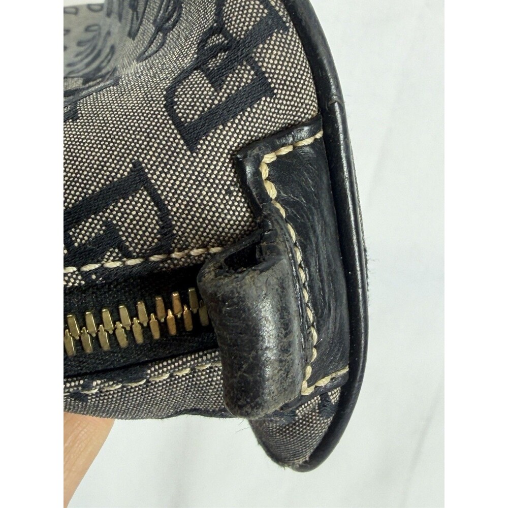 Vintage Dooney & Bourke Mini Bag Black & Gray Monogram DB Black Leather - Picture 11 of 16
